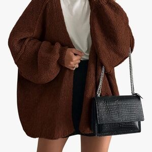 Cozy Brown Knit Cardigan Caramel